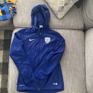 USA Nike, soccer weatherproofed blue jacket. XS